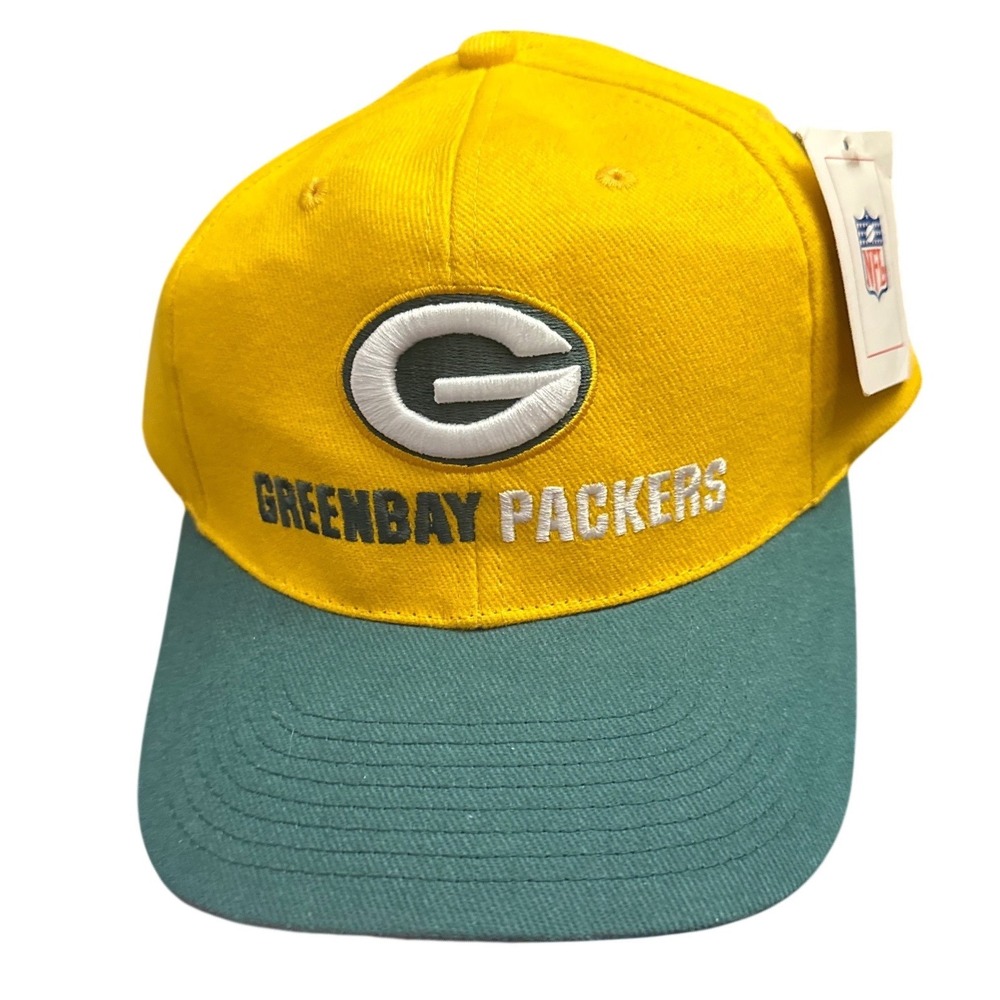 NFL Green Bay Packers Hat Yellow Green Embroidered Adjustable Strapback Cap NWT